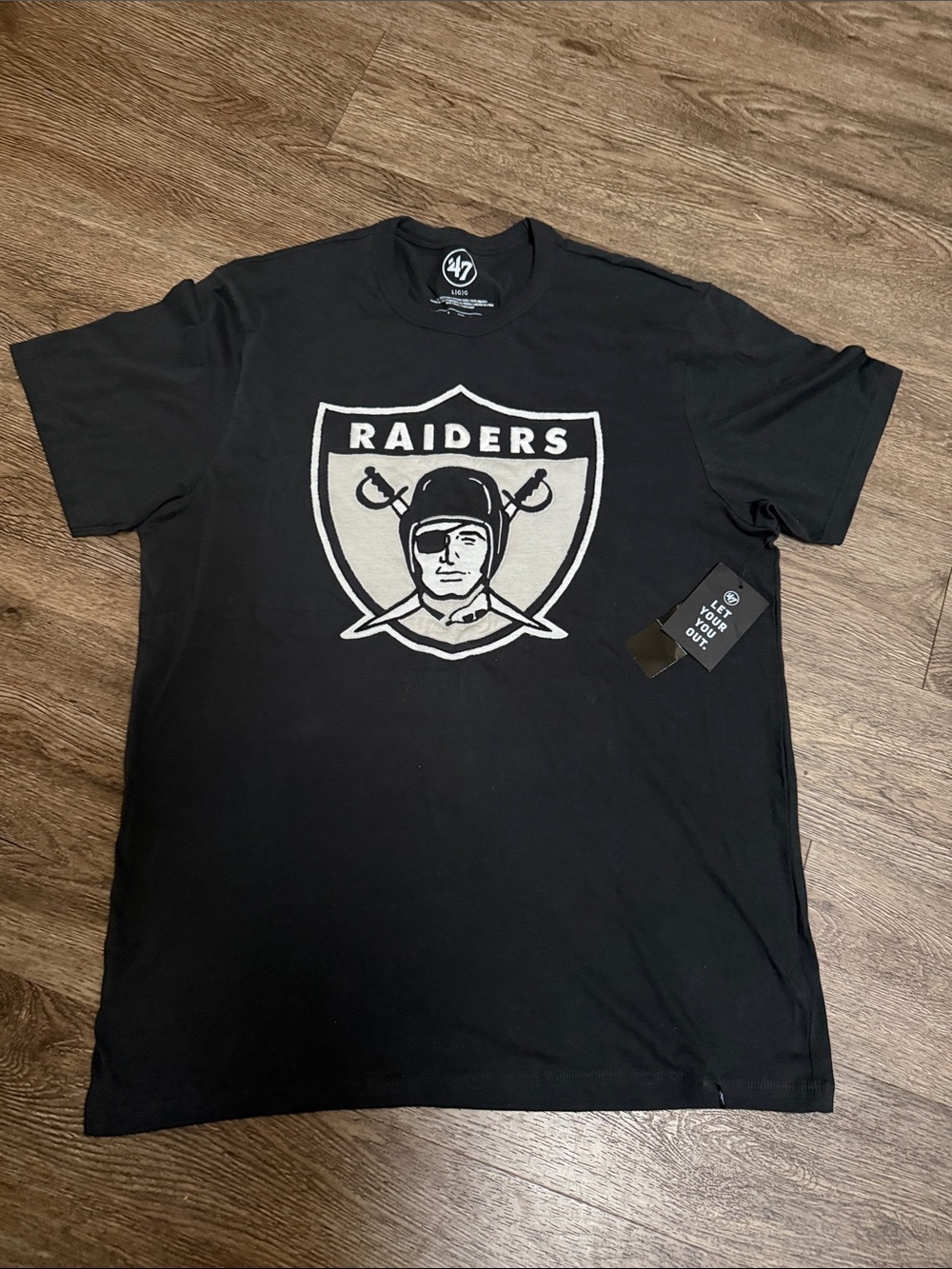 NWT 47 Las Vegas Raiders Black and White Logo Tee